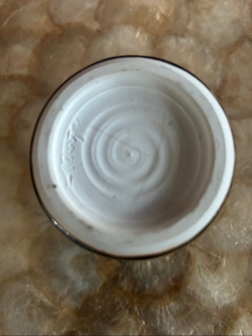 Dark Brown Glazed Ceramic Vase with Tan Rim - Picture 8 of 8